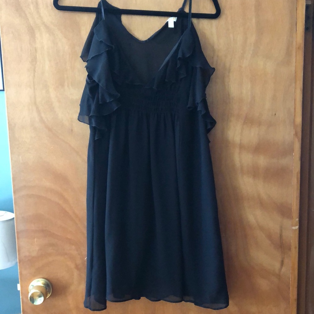 Black Ruffled Slip Dress